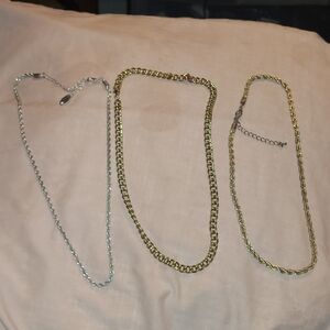 Gold and Silver Chain Necklace Set - Women's Jewelry Lot